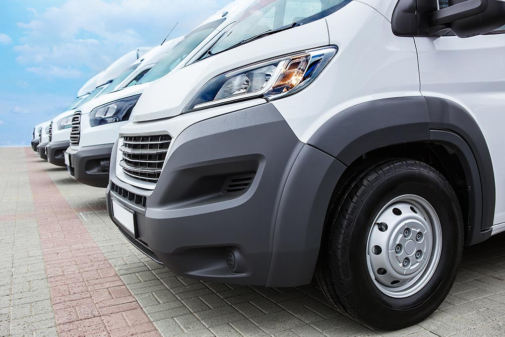 Fleet of white vans