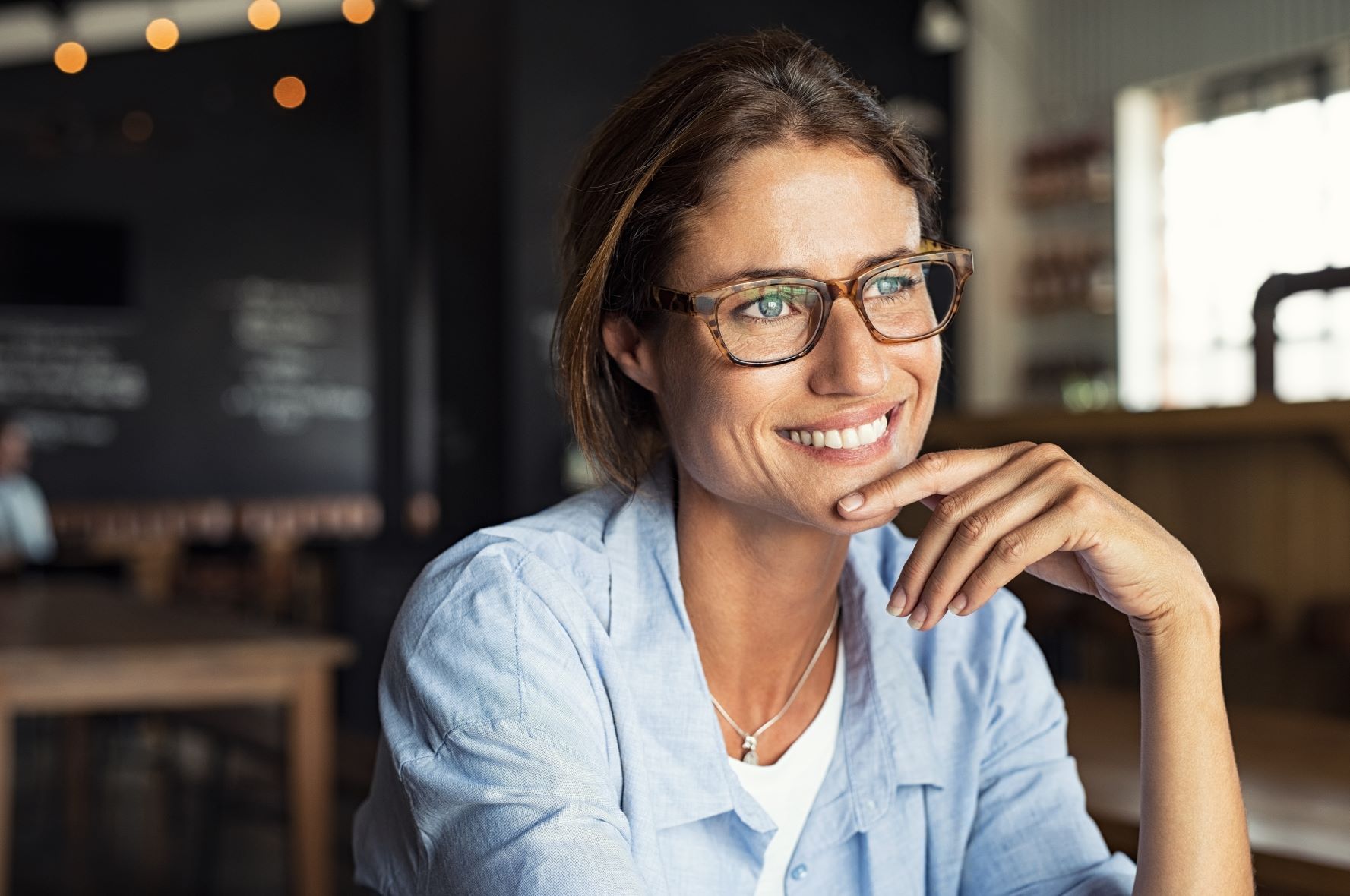 Woman glasses smiling